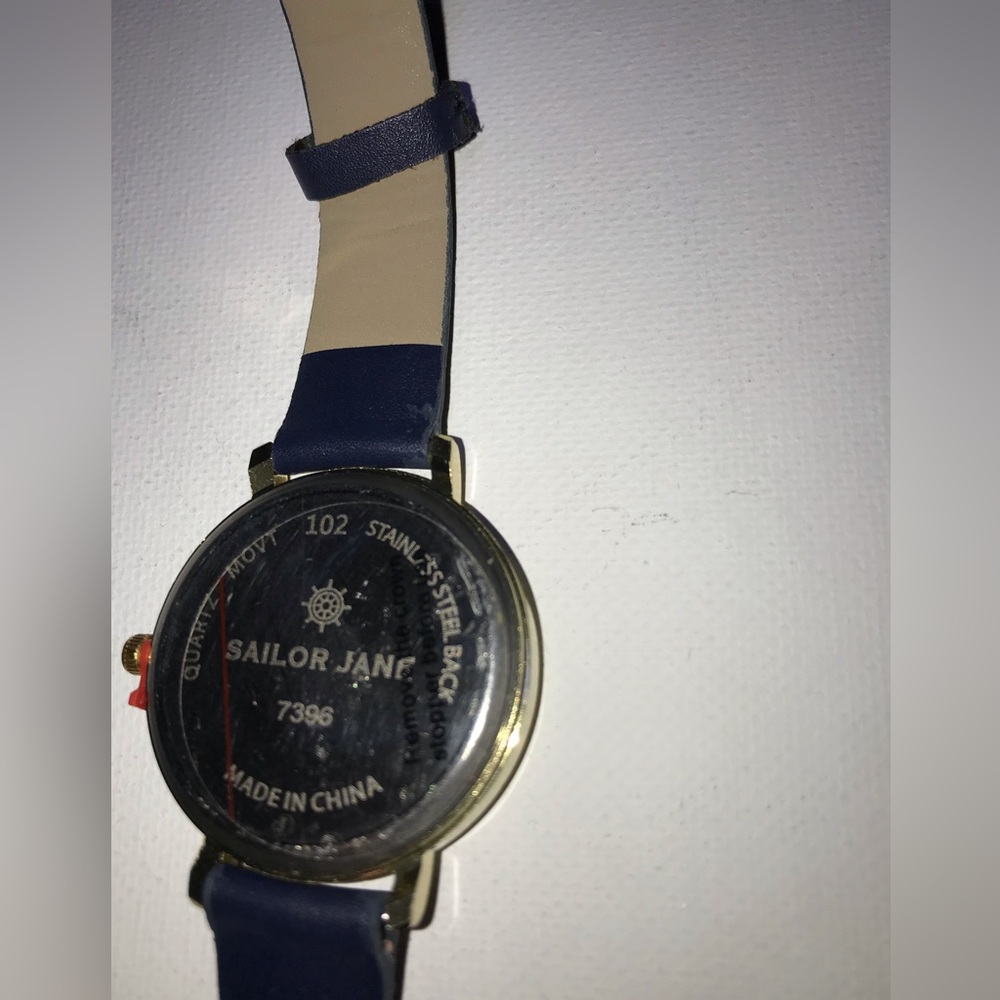 Ladies Sailor Jane Gold Tone Blue Faux Leather Cruise Ship Face Watch 7396 G6 - Picture 6 of 6